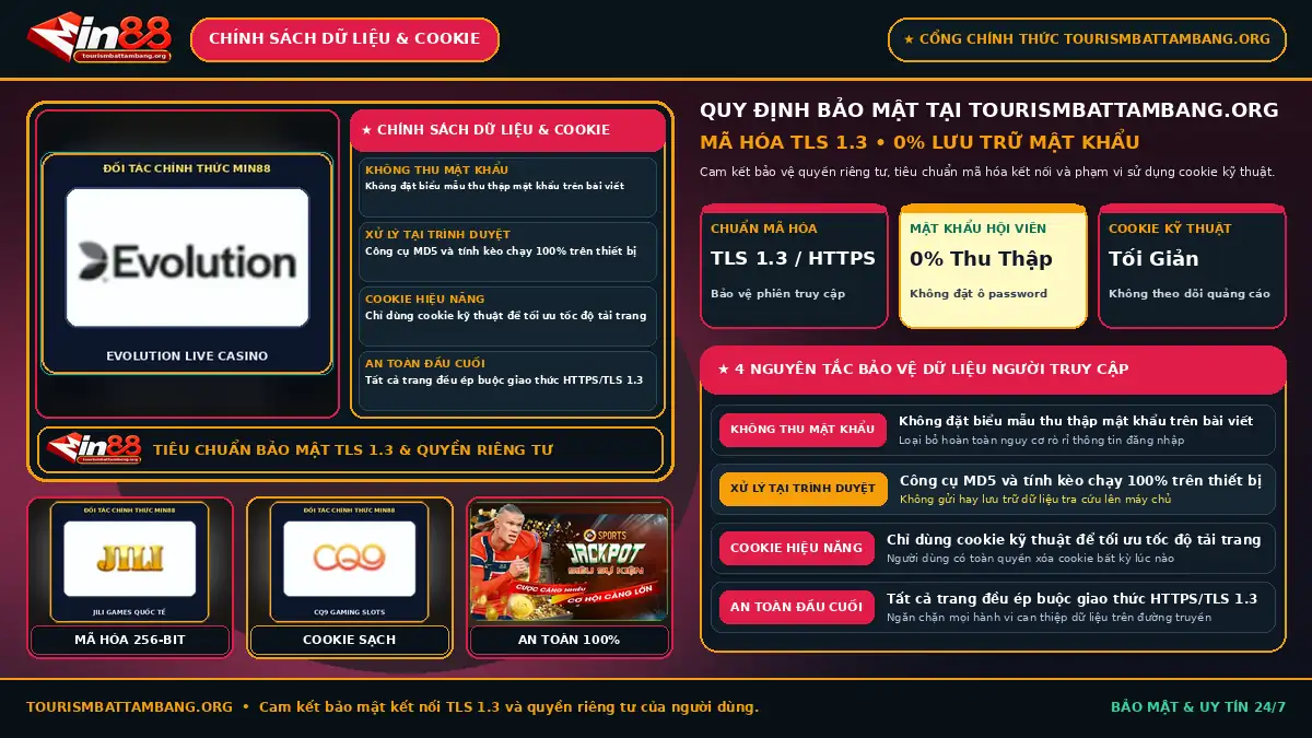Quy định bảo mật dữ liệu TLS 1.3 và chính sách cookie kỹ thuật tại chuyên trang tourismbattambang.org